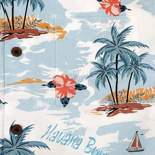 Vista 5 de Camisas hawaianas de algodón de ajuste regular de manga corta con botones para hombre
