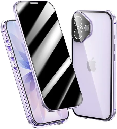 Vista 15 de Funda antimiradas con cerradura para iPhone 13 Pro, funda magnética de vidrio con protector de lente de cámara integrado, protector de pantalla