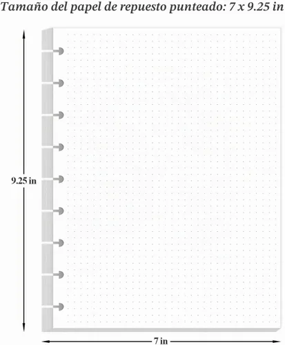 Vista 3 de Papel de rellenado de cuadrícula punteada de argolla clásico, insertos pre-perforados de Happy Planner de 9 argollas, papel de hoja suelta de 100