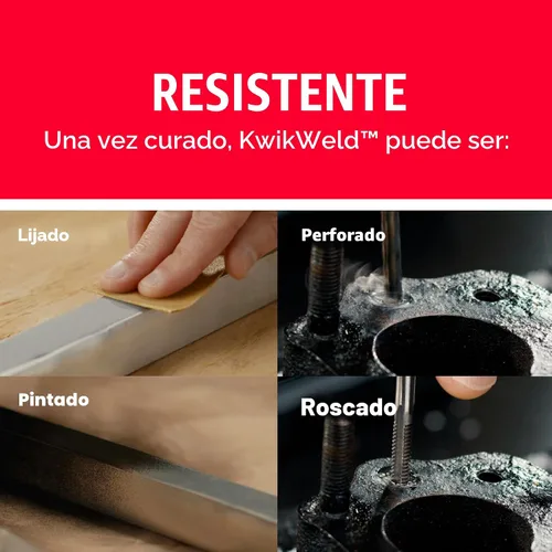 Vista 5 de J-B Weld 8271 KwikWeld - Paquete doble de epoxi reforzado de acero de tamaño profesional, 10 onzas