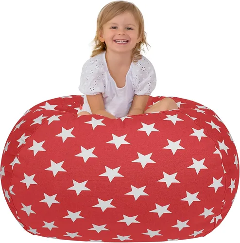 Vista 24 de Aubliss - Silla de almacenamiento para peluches en forma de puf (Estrella Aqua, Mediana (32"))