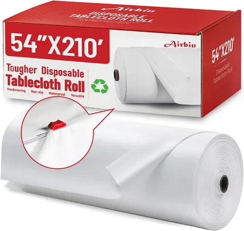 Vista 32 de Mantel de plástico, 110 pies x 54 pulgadas en rollo desechable de plástico