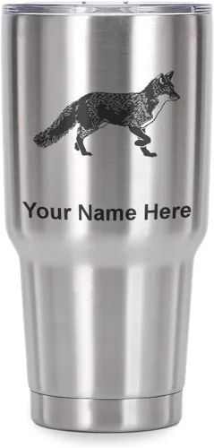Vista 41 de LaserGram Vaso aislado al vacío de 20 onzas, zorro, grabado personalizado incluido (negro)