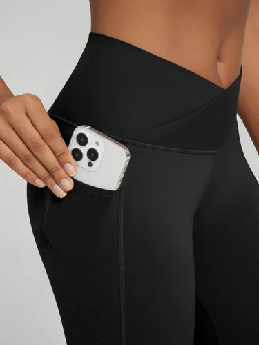 Vista 3 de ODODOS Leggings Suaves como Mantequilla de Cintura Cruzada con Bolsillos para Mujeres, ODCLOUD Pantalones de Yoga Lounge Cruzados de 25" / 28