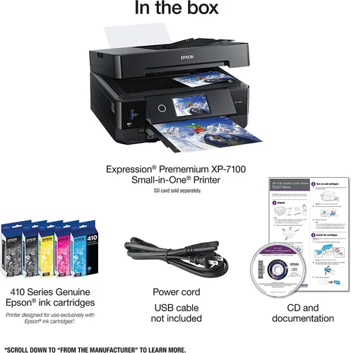 Vista 8 de Epson Expression Premium XP-7100 All-in-One Color Inkjet Printer - Print Scan Copy - 15 ppm, 5760 x 1440 dpi, 8.5 x 14, Auto 2-Sided Printing