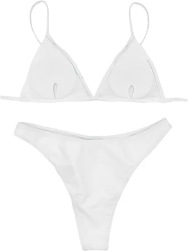 Vista 48 de AIBEARTY Traje de baño de dos piezas con estampado de calaveras para mujer, conjunto de bikini triangular de corte alto para fiesta, festival