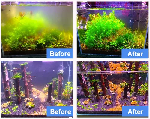 Vista 3 de AQUANEAT Filtro de acuario 5W Bombilla UV Green Water Killer Filtro de bomba sumergible 132 GPH para tanque de peces de 75 galones