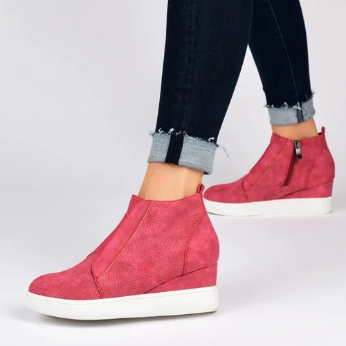 Vista 5 de Journee Collection Womens Clara Comfort Wedge Heel Sneakers with Round-Toe and Perforated Details