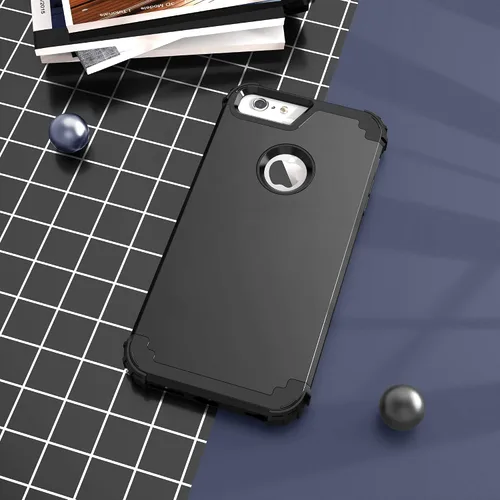Vista 5 de IDweel Funda para iPhone 6S Plus con protector de pantalla de vidrio templado, para iPhone 6 Plus, 3 en 1, a prueba de golpes, delgada, híbrida
