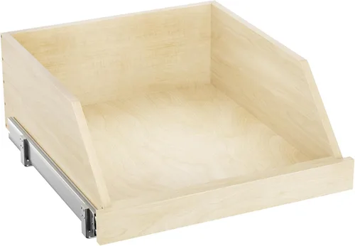 Vista 9 de LOVMOR Organizador de gabinete extraíble con cajón alto de 19.5 pulgadas de ancho x 21 pulgadas de profundidad, estantes deslizantes de madera