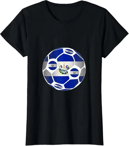 Vista 15 de Bandera de El Salvador balón de fútbol Hombres Mujeres equipo ventilador camisa, Pizarra