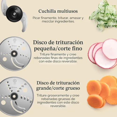 Vista 5 de Accesorio para procesador de alimentos de 12 tazas Vitamix con AUTO-DETECCIÓN, libre de BPA, con cuchilla de uso múltiple y dos discos reversibles