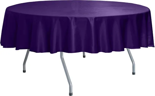 Vista 2 de ULTIMATE TEXTILE Mantel redondo reversible Shantung Satin Majestic de 72 pulgadas, color morado