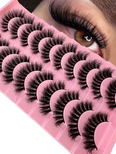 Vista 23 de 10 pares de pestañas postizas de visón 3D, hechas a mano, pestañas largas y finas, pestañas naturales para maquillaje de ojos (3-6)