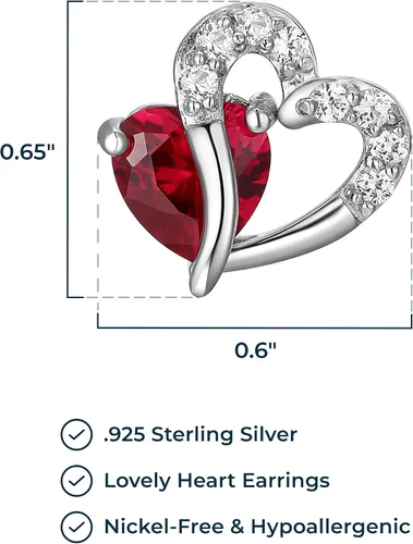 Vista 3 de Tienda Collection Pendientes de plata de ley con piedras preciosas creadas y zafiro blanco con doble corazón