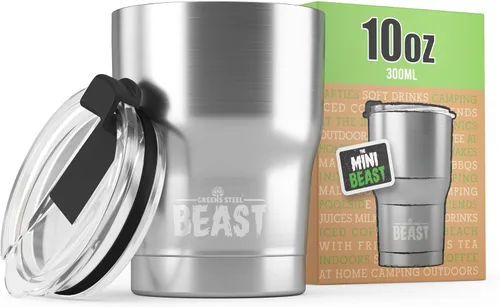 Vista 85 de Beast Vaso de 10 oz de Acero Inoxidable con Aislamiento al Vacío para Café y Hielo de Doble Pared Termo de Viaje (Blanco Ártico)
