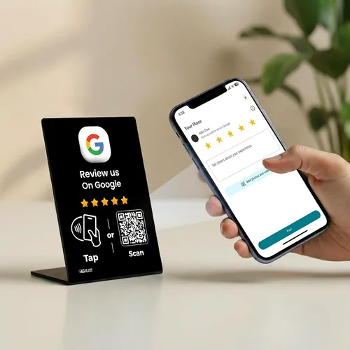 Vista 3 de Soporte de revisión de Google (2 piezas) - Boost Google Reviews con soporte reutilizable para tarjetas de Google Review Tap y soporte de código QR