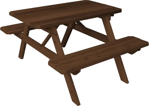 Vista 19 de Furniture Barn USA Mesa de picnic de cedro de 4 pies con bancos adjuntos, tinte de cedro mancha de cedro