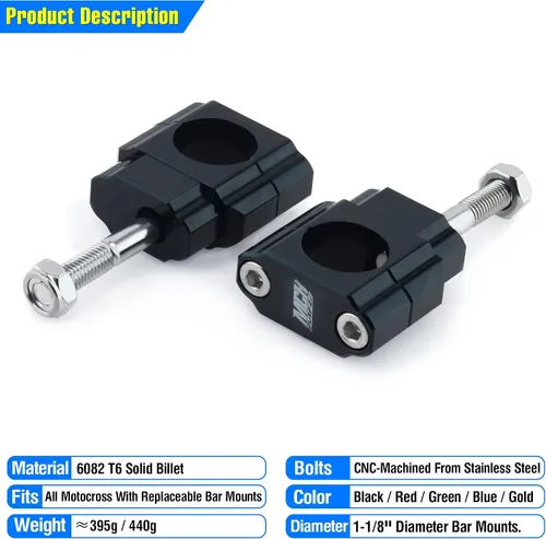 Vista 9 de 1 1/8" Elevadores de manillar para motocicleta y bicicleta de cross, abrazaderas de 28 mm para montar en manillar para bicicleta de cross de 110 cc