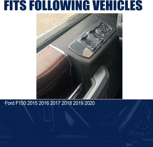 Vista 6 de Cubierta de panel de interruptor de fibra de carbono para Ford F150 2015 2016 2017 2018 2019 2020 Accesorios