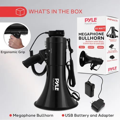 Vista 7 de Pyle Altavoces megáfonos PA compactos portátiles Negro