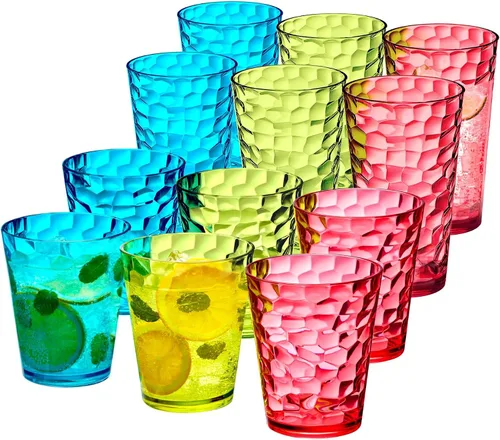 Vista 6 de Amazing Abby Iceberg Vasos Tumblers de 16 Onzas y 24 Onzas (Juego de 12), Vasos Transparentes para Beber, Vasos de Plástico Reutilizables