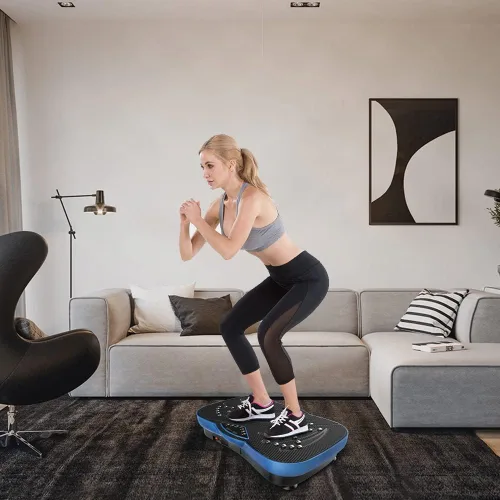 Vista 8 de Equipo de ejercicio con placa de vibración para fitness, máquina de ejercicio con forma de cuerpo entero, plataforma de vibración, ajuste de Azul