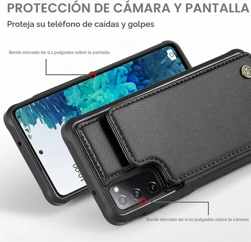 Vista 4 de Vinich Funda tipo cartera para Samsung Galaxy S20 FE con tarjetero, color Negro