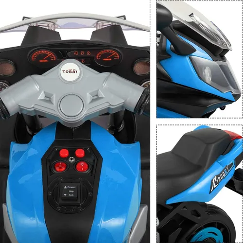 Vista 5 de JAXPETY Motocicleta de paseo para niños de 6 V con rueda de entrenamiento, motocicleta eléctrica a batería para niños de 3 a 8 años, incluye faros