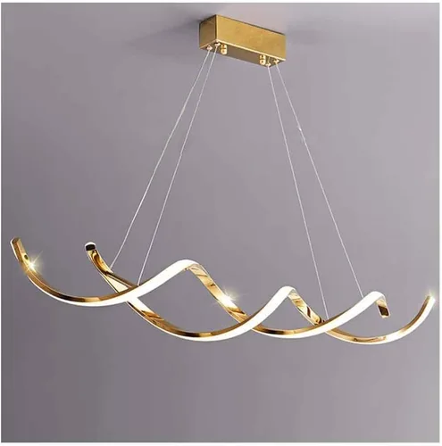 Vista 7 de Moderna iluminación colgante dorada en espiral, lámpara LED para colgar en el techo, compatible con mesa de comedor sobre el fregadero, cocina
