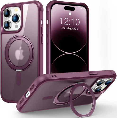 Vista 29 de Funda para iPhone 11 con soporte de anillo magnético giratorio de 360° [compatible con Mag-Safe] [Protección de grado militar] Funda translúcida