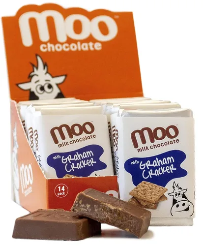 Vista 20 de Moo Chocolates ' Mini barras de chocolate negro sólido natural, 0.7 onzas (14 unidades)