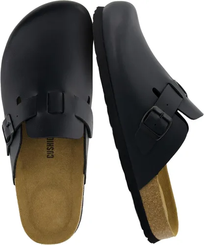 Vista 11 de CUSHIONAIRE Haze Zuecos para hombre, cómodos zuecos sin cordones para hombre con soporte de arco y plantilla de gamuza de corcho, zapatos perfectos