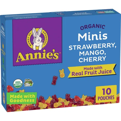 Vista 44 de Bocadillos Orgánicos Building Blocks de Annie's con Sabor a Fruta, Sabores de Frutas Variados, Sin Gluten, 10 Bolsas, 7 oz Formas de bloques