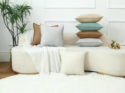 Vista 4 de LIGICKY Juego de 2 fundas de almohada de lino neutro de 18 x 18 pulgadas, fundas de almohada decorativas de color marrón caqui para sala de estar