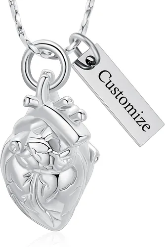 Vista 9 de Imrsanl Collar con colgante de joyería de cremación para cenizas – Collar anatómico de urna de corazón para cenizas – Medallones conmemorativos