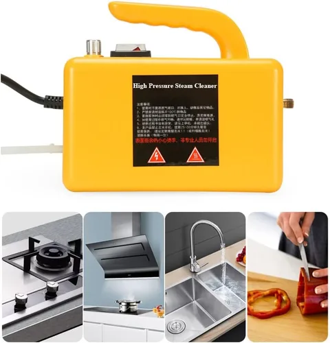Vista 6 de Limpiador de vapor de alta presión, máquina de limpieza de vapor de alfombra de mano de 2600 W, limpiador de vapor portátil para el hogar, cocina