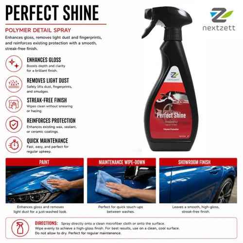 Vista 2 de nextzett Perfect Shine - Spray para detalles de polímero alemán - Limpia - Brilla - Protege
