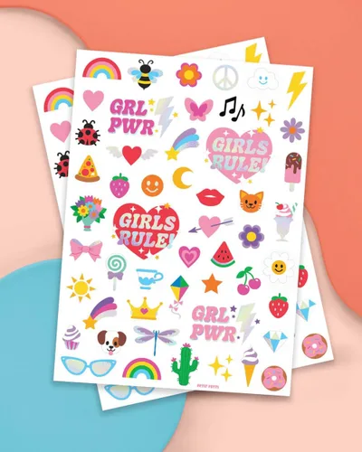 Vista 2 de xo, Fetti 104 tatuajes temporales para niños Recuerdos de fiesta de cumpleaños, actividades en el hogar, regalo, lindos tatuajes temporales