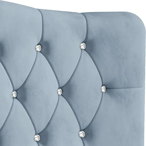 Vista 5 de Cabecera tapizada de terciopelo ajustable con botones de diamantes de cristal doble, color azul claro
