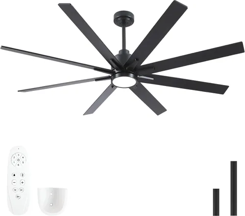 Vista 32 de Ventiladores de techo de 42 pulgadas con luces y control remoto, ventilador de techo negro con 5 aspas, motor DC reversible de 6 velocidades, LED