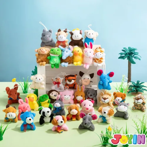 Vista 8 de JOYIN Paquete de 12 mini juguetes de peluche de animales al azar (12 unidades de 3 pulgadas cada uno), animales de peluche a granel para niños