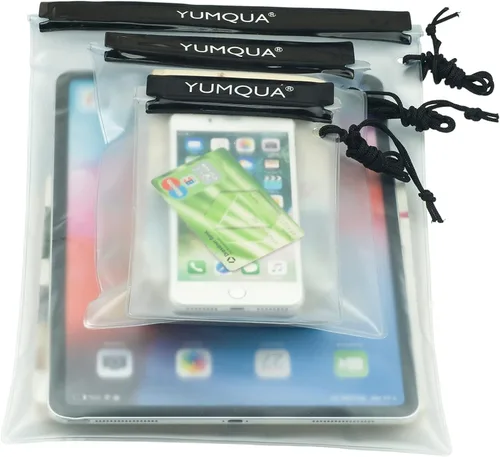 Vista 6 de YUMQUA Bolsa impermeable transparente, bolsa impermeable para documentos, soporte para pasaporte, funda hermética para mapas, bolsa impermeable a