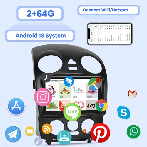 Vista 3 de [2 GB+64 GB] Radio de coche para Volkswagen VW Beetle 2004-2010, 9 pulgadas Android 13 pantalla táctil estéreo, Carplay/Android Auto/Hi-Fi
