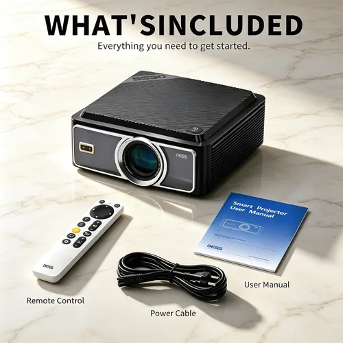 Vista 6 de DESS Proyector C5 Pro 2200 ANSI Google TV, soporte eléctrico nativo 1080P Negro