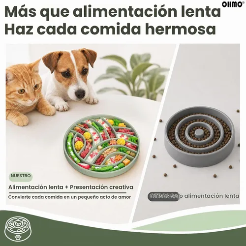 Vista 8 de OHMO Slow Feeder Dog Bowl, 5.9" Lick Mat for Dogs, Tree of Life, Sage Green Verde salvia
