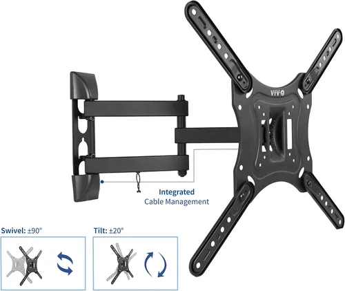 Vista 3 de VIVO Soporte de pared para TV de pantalla de 23 a 55 pulgadas con inclinación ajustable y estante de entretenimiento, AV flotante, estantería DVD