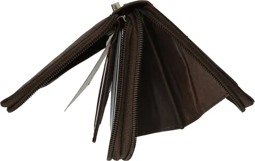 Vista 5 de MARSHAL Cartera organizadora de chequera de cuero genuino con cremallera alrededor de la cartera