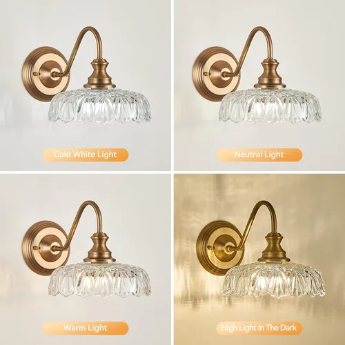 Vista 8 de HDDFL Aplique de pared vintage en latón mate para mesita de noche, lámpara de pared para dormitorio, accesorios de iluminación en puerta para sala