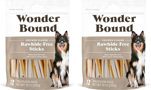 Vista 8 de Wonder Bound Palitos de golosinas para perros con sabor a pollo, 12 unidades, sin piel cruda, masticables de salud dental para control de placa